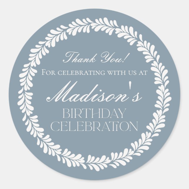 Dusty Blue Talavera Tile Fiesta Birthday Favour Classic Round Sticker (Front)