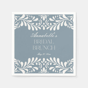 Dusty Blue Talavera Tile Fiesta Bridal Brunch Napkin