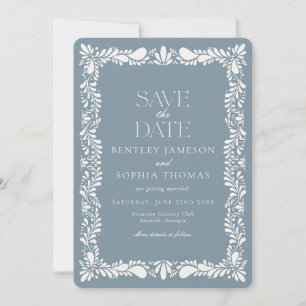 Dusty Blue Talavera Tile Fiesta Save the Date Invitation