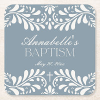 Dusty Blue Talavera Tile Spanish Fiesta Baptism
