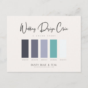 Dusty Blue Teal Colour Palette with Hex Codes Postcard