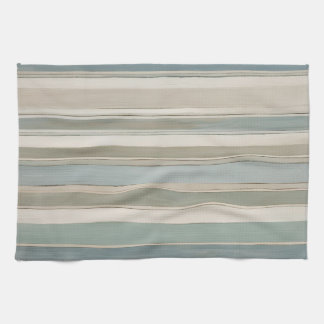 Dusty Blue Teal Sage Beige Stripe Tea Towel