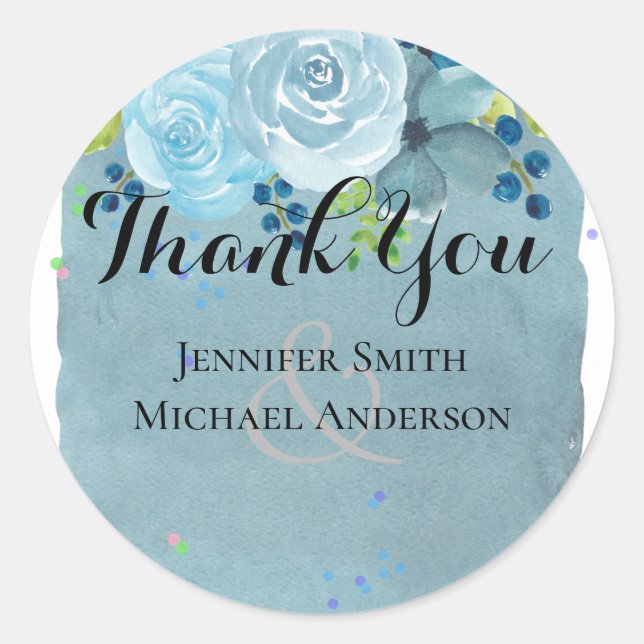 Dusty Blue Teal Wedding Trending Budget Classic Round Sticker (Front)