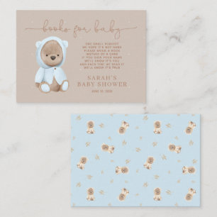 Dusty Blue Teddy Bear Baby Shower Book Request Enclosure Card