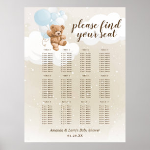 Dusty Blue Teddy Bear with Balloons Seating Chart
