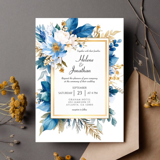 Dusty Blue Terracotta Boho Chic Elegant Wedding Invitation (Dusty Blue Terracotta Boho Chic Elegant Wedding Invitation)