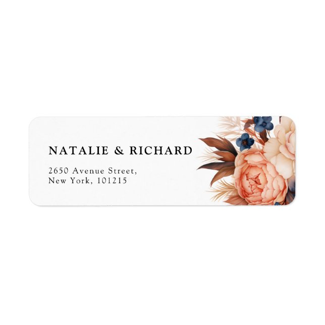 Dusty blue & Terracotta floral watercolor wedding  (Front)