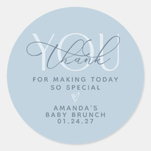 Dusty Blue Thank You Classic Round Sticker