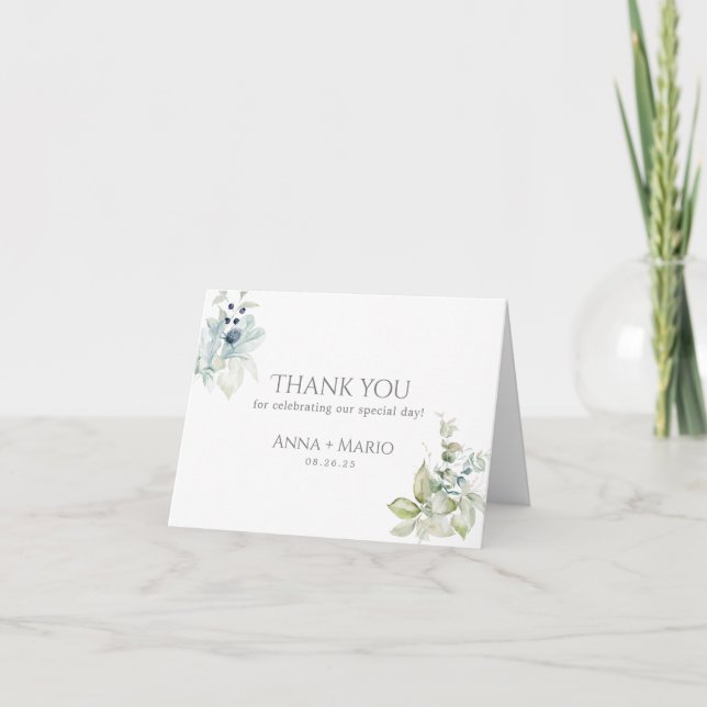 Dusty Blue Thank You | Elegant Floral Spring (Front)