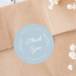 Dusty Blue Thank You Wedding Favour Sticker