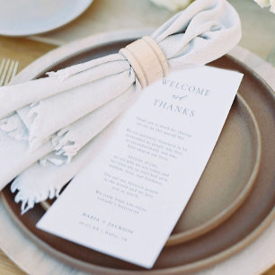 Dusty Blue Thank You Welcome and Thanks Place Card