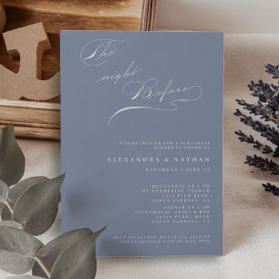 Dusty Blue The Night Before Rehearsal Dinner  Invitation