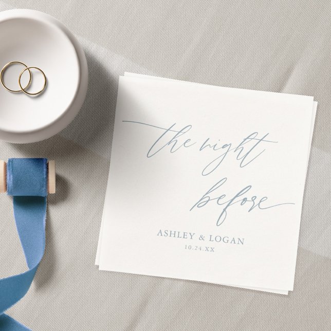 Dusty Blue The Night Before Rehearsal Dinner Napkin (Creator Uploaded)