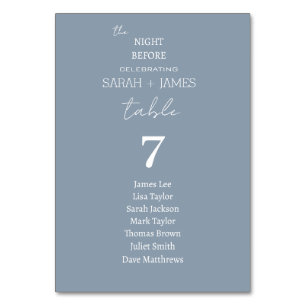 Dusty Blue the Night Before Wedding Seating Chart Table Number