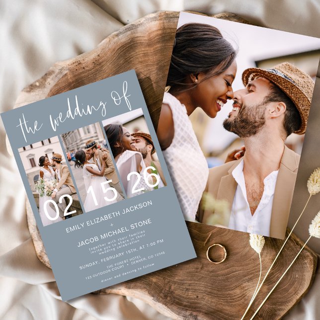 Dusty Blue The Wedding of Photo Simple Minimalist Invitation (Creator Uploaded)