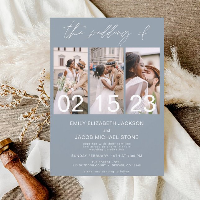 Dusty Blue The Wedding of Photo Simple Minimalist Invitation (Creator Uploaded)