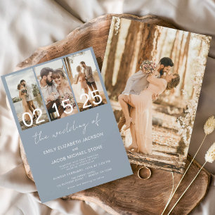 Dusty Blue The Wedding of Photo Simple Minimalist  Invitation