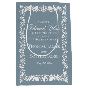 Dusty Blue Tile Talavera Fiesta Wedding Favors Medium Gift Bag