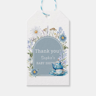 Dusty Blue Time For Tea Boho Garden Baby Shower Gift Tags