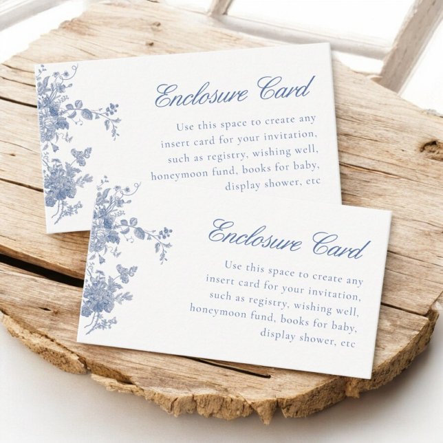 Dusty Blue Toile Vintage Flowers Enclosure Card (Creator Uploaded)