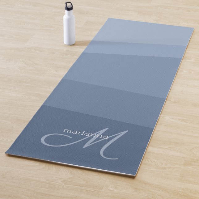 Dusty Blue Tones Geometric Pattern Yoga Mat (In Situ)