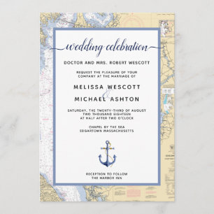 Dusty Blue Traditional Nautical Event / Wedding Invitation