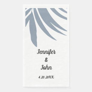 Dusty Blue Tropical Palm Leaf Elegant Cool Wedding Napkin