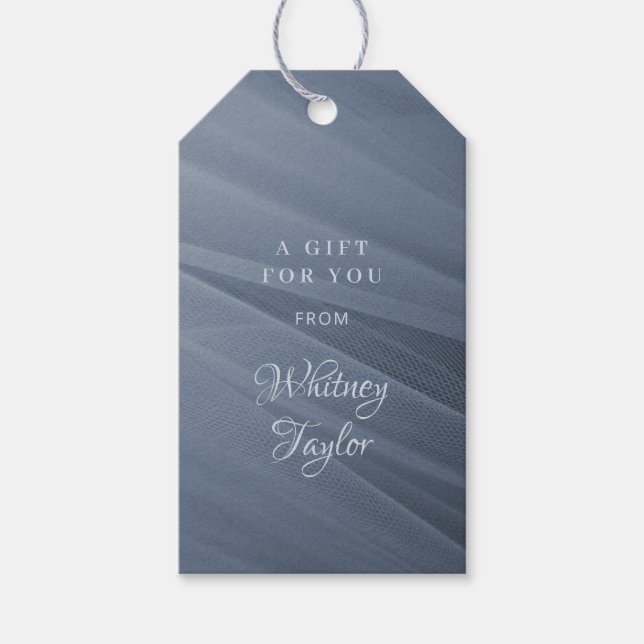 Dusty Blue Tulle Texture Gift Tags (Front)
