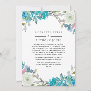 Dusty Blue & Turquoise Reduced Wedding Guest List Announcement