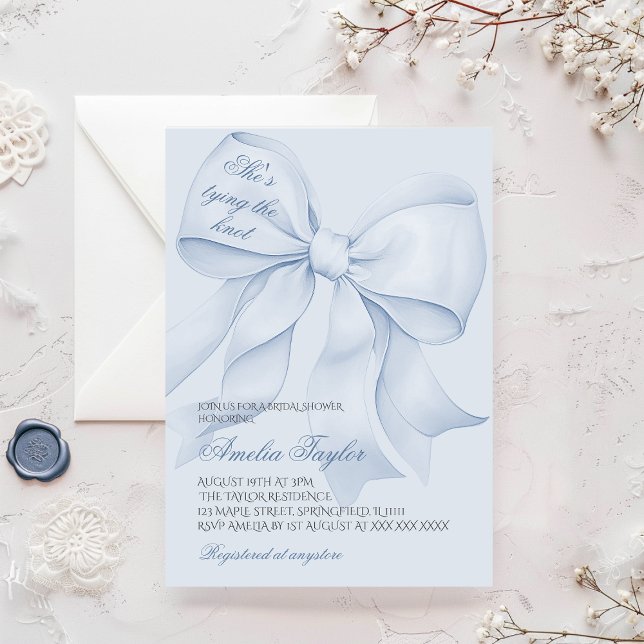 Dusty Blue Tying Knot Bridal Shower Invitation (Creator Uploaded)