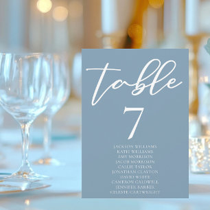 Dusty Blue Typography Wedding Table Card w Names
