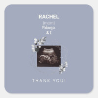 Dusty Blue Ultrasound Photo Thank You Baby Shower
