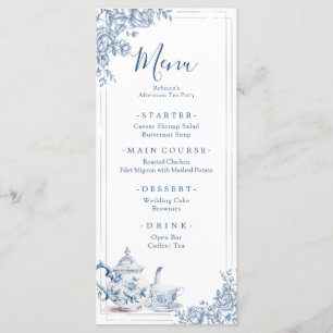 Dusty Blue Victorian Garden Afternoon Tea Menu