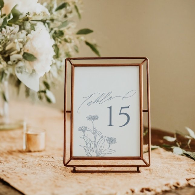 Dusty Blue Victorian Marigold Wedding Table Number (Creator Uploaded)