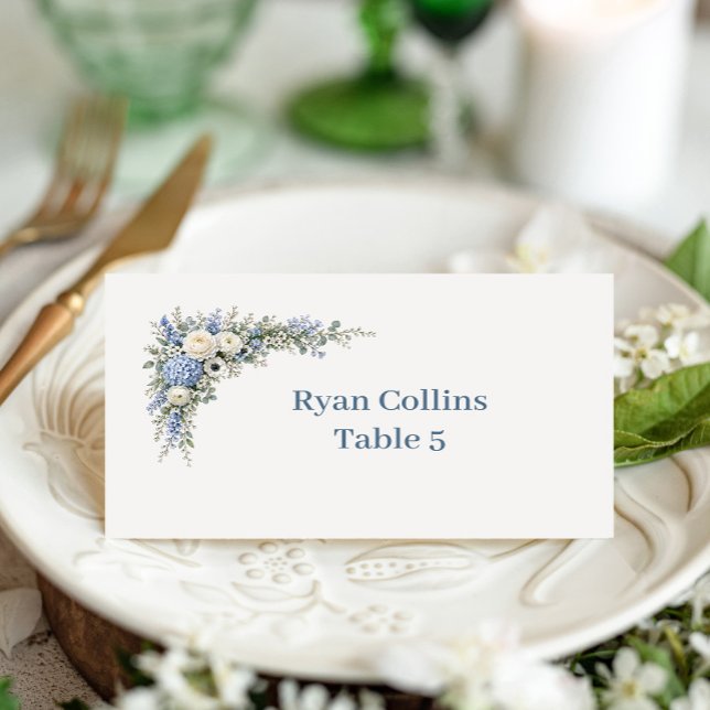 Dusty Blue Villa Romance Place Cards (Creator Uploaded)