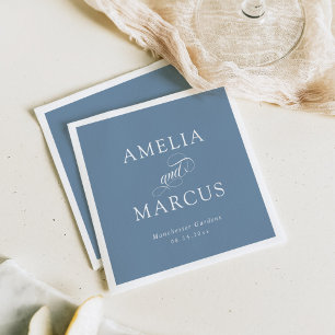 Dusty Blue Vintage Calligraphy Wedding Napkin