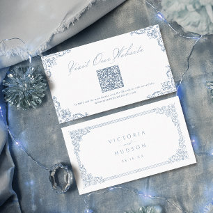 Dusty Blue Vintage Elegant QR code Website Card