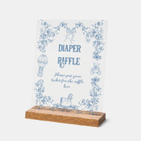 Dusty Blue Vintage Floral Baby Shower Diaper