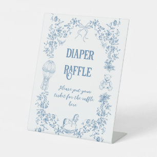 Dusty Blue Vintage Floral Baby Shower diaper Pedestal Sign
