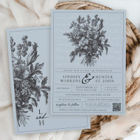 Dusty Blue Vintage Floral Garden Christian Wedding