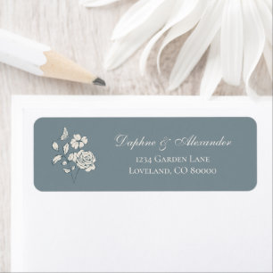 Dusty Blue Vintage Floral Return Address Label