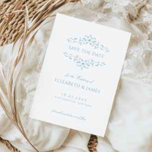 Dusty Blue Vintage Floral Save The Date