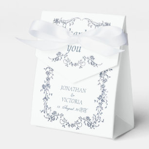 Dusty Blue Vintage Floral Wedding Tent Favour Boxe Box
