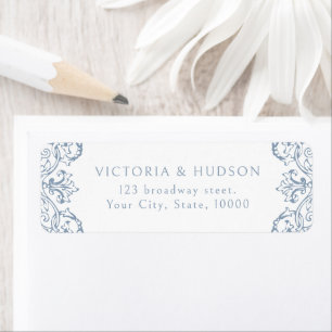 Dusty Blue Vintage Frame Elegant Return Address