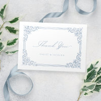 Dusty Blue Vintage Frame Elegant Script