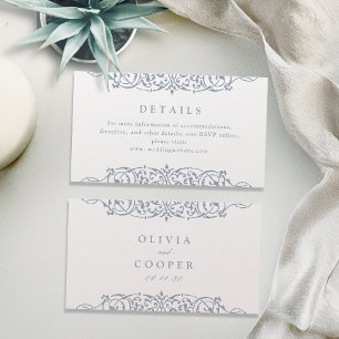 Dusty Blue Vintage Ornate Frame Wedding Details Place Card