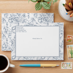 Dusty blue vintage roses personalised  envelope