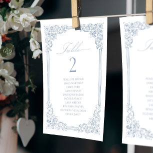 Dusty Blue Vintage Table Number Seating Chart