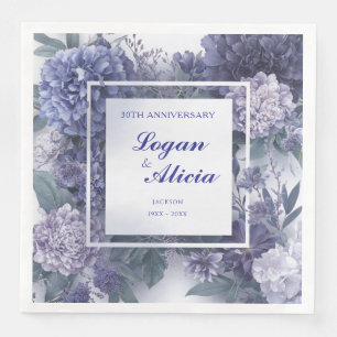 Dusty Blue Violet Floral Garden Wedding Napkin