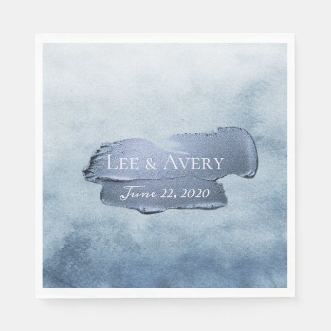 Dusty Blue Watercolor and Acrylic Napkin (Front)